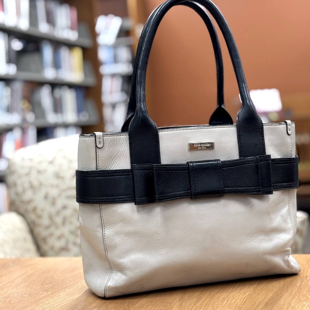 Kate Spade Villabella Elegant Black and Cream Bow Satchel